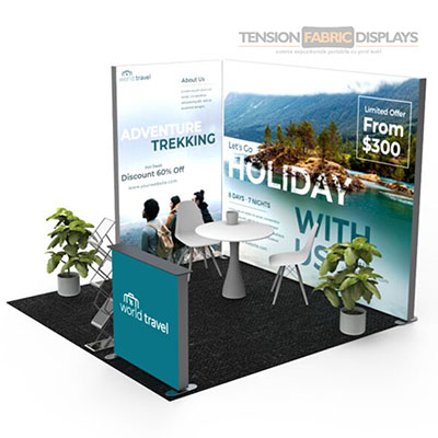 stand expo portabil light box tension fabric displays